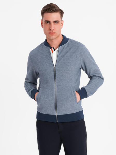 Ombre Clothing Herren-Strick-Bomberjacke - dunkelblau