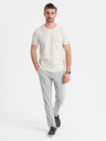 Ombre Clothing Herren-Strick-T-Shirt mit feiner Textur - weiß