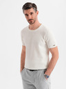 Ombre Clothing Herren-Strick-T-Shirt mit feiner Textur - weiß
