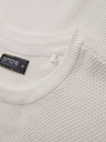 Ombre Clothing Herren-Strick-T-Shirt mit feiner Textur - weiß