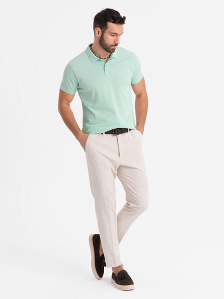 Ombre Clothing Baumwoll-Poloshirt aus Piqué-Strick - minze