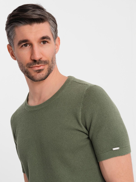Ombre Clothing Herren-Strickhemd mit feiner Textur - olivgrün