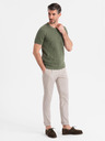Ombre Clothing Herren-Strickhemd mit feiner Textur - olivgrün