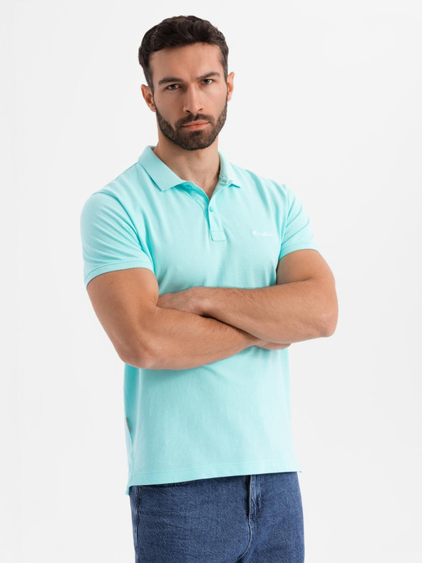 Ombre Clothing Baumwoll-Poloshirt aus Piqué-Strick - blau