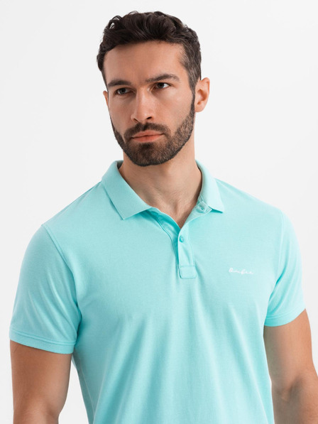 Ombre Clothing Baumwoll-Poloshirt aus Piqué-Strick - blau