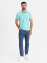 Ombre Clothing Baumwoll-Poloshirt aus Piqué-Strick - blau