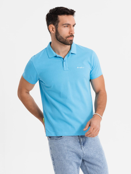 Ombre Clothing Baumwoll-Poloshirt aus Piqué-Strick - hellblau