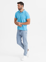 Ombre Clothing Baumwoll-Poloshirt aus Piqué-Strick - hellblau