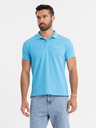 Ombre Clothing Baumwoll-Poloshirt aus Piqué-Strick - hellblau