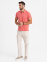 Ombre Clothing Baumwoll-Poloshirt aus Piqué-Strick - koralle