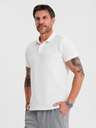 Ombre Clothing Baumwoll-Poloshirt aus Piqué-Strick - creme