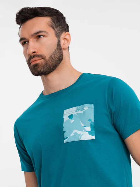 Ombre Clothing Herren-Baumwoll-T-Shirt mit Brusttaschendruck - türkis