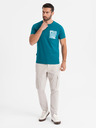 Ombre Clothing Herren-Baumwoll-T-Shirt mit Brusttaschendruck - türkis