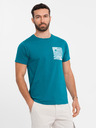 Ombre Clothing Herren-Baumwoll-T-Shirt mit Brusttaschendruck - türkis