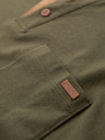 Ombre Clothing Herren-T-Shirt mit Knopfleiste und Wildlederbesatz - dunkel olivgrün