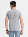 Ombre Clothing Baumwoll-T-Shirt mit Druck auf Brust und Rücken - grau