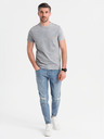 Ombre Clothing Baumwoll-T-Shirt mit Druck auf Brust und Rücken - grau