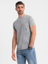 Ombre Clothing Baumwoll-T-Shirt mit Druck auf Brust und Rücken - grau