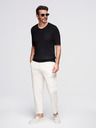 Ombre Clothing Herren-Strick-T-Shirt mit Knöpfen am Ausschnitt - schwarz