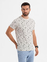 Ombre Clothing Baumwoll-T-Shirt mit Aufdruck und Rundhalsausschnitt - creme