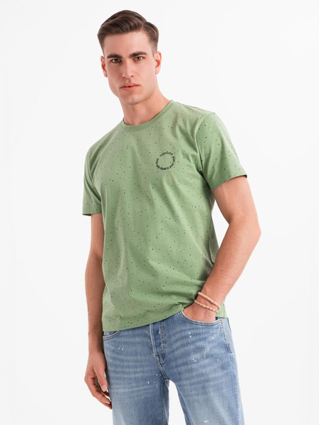 Ombre Clothing Herren-Baumwoll-T-Shirt mit Aufdruck und Rundhalsausschnitt - grün