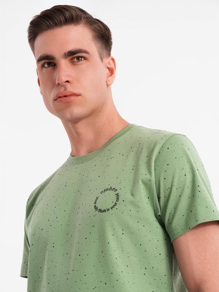 Ombre Clothing Herren-Baumwoll-T-Shirt mit Aufdruck und Rundhalsausschnitt - grün