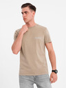 Ombre Clothing Baumwoll-T-Shirt mit Brust- und Rückendruck - dunkel beige