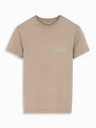 Ombre Clothing Baumwoll-T-Shirt mit Brust- und Rückendruck - dunkel beige