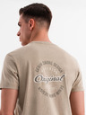 Ombre Clothing Baumwoll-T-Shirt mit Brust- und Rückendruck - dunkel beige