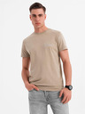 Ombre Clothing Baumwoll-T-Shirt mit Brust- und Rückendruck - dunkel beige
