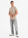 Ombre Clothing Baumwoll-T-Shirt mit Brust- und Rückendruck - dunkel beige