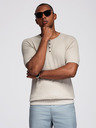 Ombre Clothing Herren-Strick-T-Shirt mit Knöpfen am Ausschnitt - hellgrau