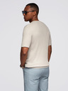 Ombre Clothing Herren-Strick-T-Shirt mit Knöpfen am Ausschnitt - hellgrau