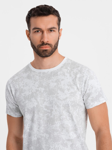 Ombre Clothing Herren-gemustertes Baumwoll-T-Shirt kurzärmelig - weiß