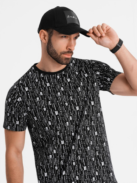 Ombre Clothing Baumwoll-T-Shirt mit Aufdruck und Rundhalsausschnitt - schwarz