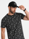 Ombre Clothing Baumwoll-T-Shirt mit Aufdruck und Rundhalsausschnitt - schwarz