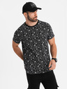 Ombre Clothing Baumwoll-T-Shirt mit Aufdruck und Rundhalsausschnitt - schwarz