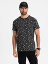 Ombre Clothing Baumwoll-T-Shirt mit Aufdruck und Rundhalsausschnitt - schwarz