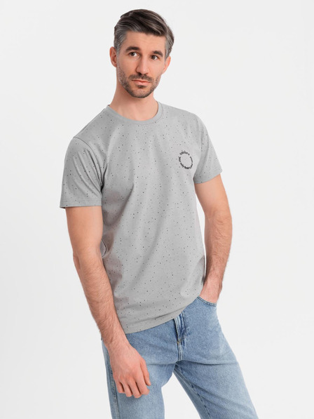 Ombre Clothing Herren-Baumwoll-T-Shirt mit Aufdruck und Rundhalsausschnitt - hellgrau