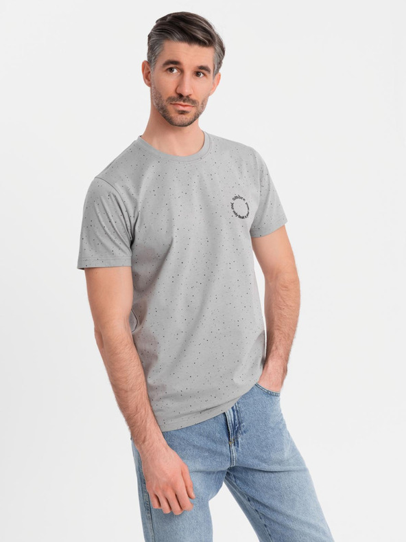 Ombre Clothing Herren-Baumwoll-T-Shirt mit Aufdruck und Rundhalsausschnitt - hellgrau