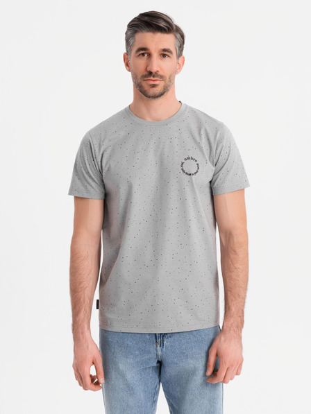 Ombre Clothing Herren-Baumwoll-T-Shirt mit Aufdruck und Rundhalsausschnitt - hellgrau