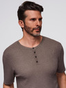 Ombre Clothing Herren-Strick-T-Shirt mit Knöpfen am Ausschnitt - grau