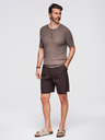 Ombre Clothing Herren-Strick-T-Shirt mit Knöpfen am Ausschnitt - grau