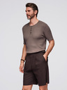 Ombre Clothing Herren-Strick-T-Shirt mit Knöpfen am Ausschnitt - grau