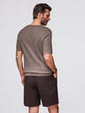 Ombre Clothing Herren-Strick-T-Shirt mit Knöpfen am Ausschnitt - grau