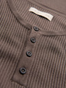 Ombre Clothing Herren-Strick-T-Shirt mit Knöpfen am Ausschnitt - grau
