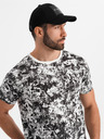 Ombre Clothing Herren-gemustertes Baumwoll-T-Shirt kurzärmelig - weiß und schwarz