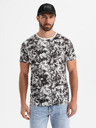 Ombre Clothing Herren-gemustertes Baumwoll-T-Shirt kurzärmelig - weiß und schwarz