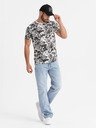 Ombre Clothing Herren-gemustertes Baumwoll-T-Shirt kurzärmelig - weiß und schwarz