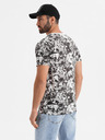Ombre Clothing Herren-gemustertes Baumwoll-T-Shirt kurzärmelig - weiß und schwarz